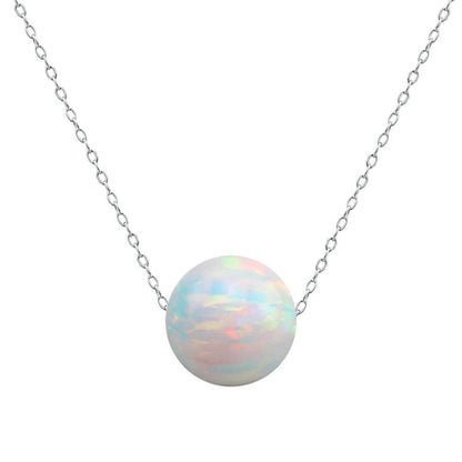 Collier orbe opale arc-en-ciel en argent sterling 925