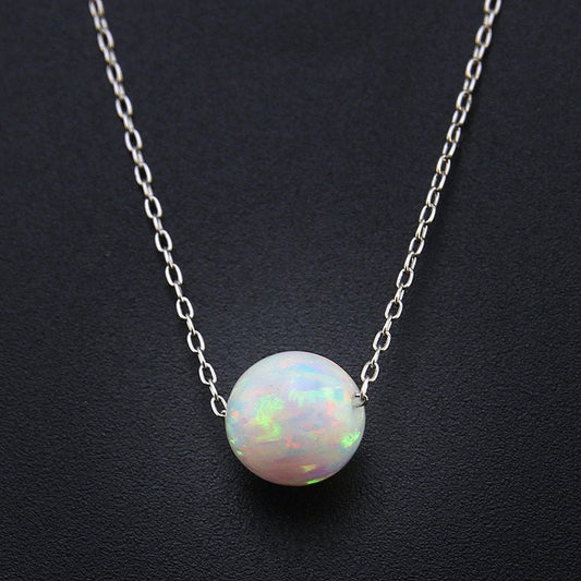 Collier orbe opale arc-en-ciel en argent sterling 925