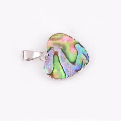 Rainbow Abalone Shell Heart Pendant