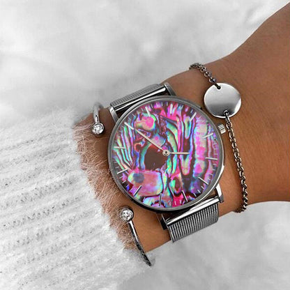 Silver Abalone Shell Watch