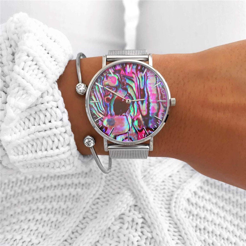 Silver Abalone Shell Watch