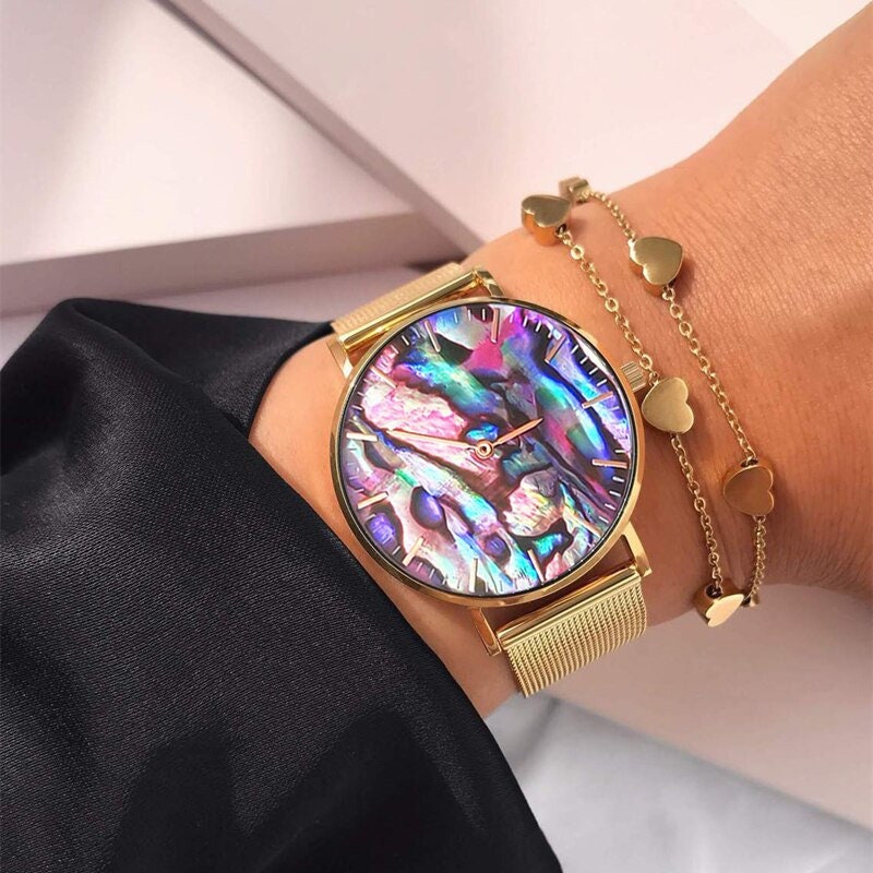 Silver Abalone Shell Watch