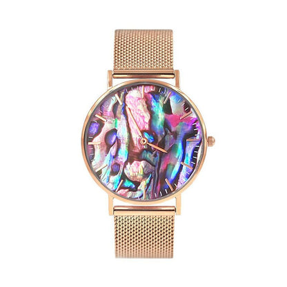 Montre en coquillage d'ormeau en or rose