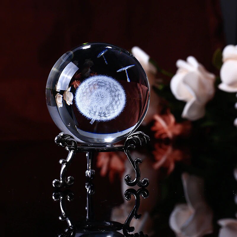 Dandelion Crystal Orb Paperweight