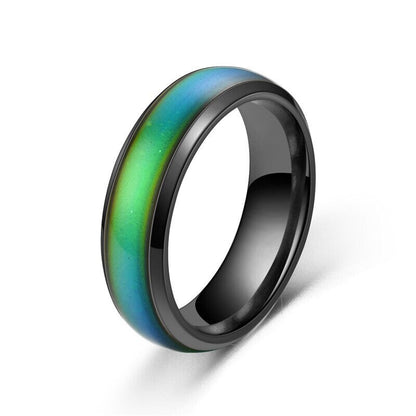 Bague d'humeur en titane arc-en-ciel