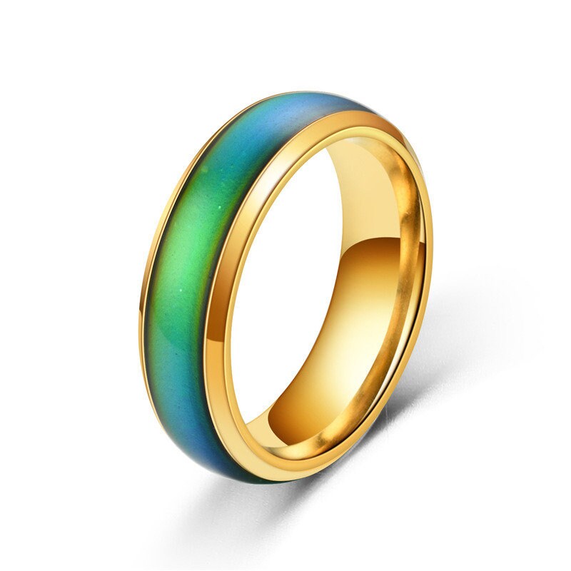 Bague d'humeur en titane arc-en-ciel