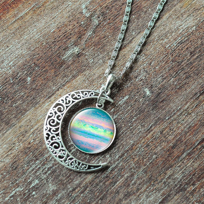 Crescent Moon Rainbow Pendant