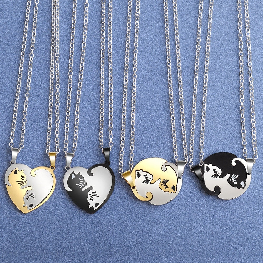 Cat BFF Friendship Necklace Set