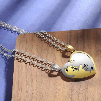 Cat BFF Friendship Necklace Set