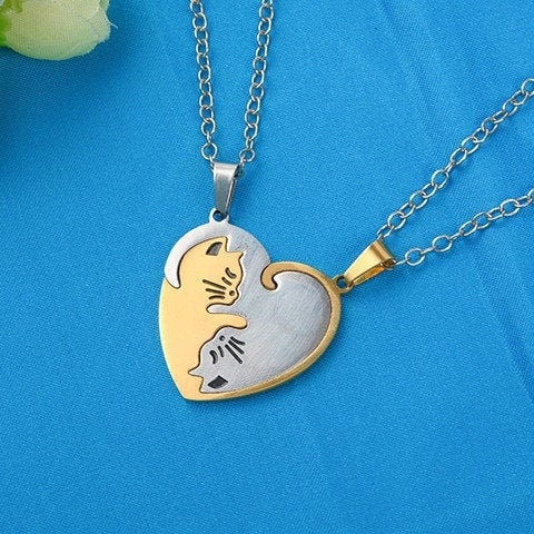 Cat BFF Friendship Necklace Set