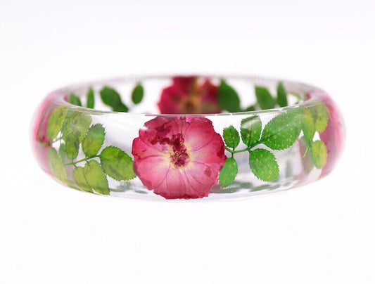 Bracelet véritable fleur de rose rouge