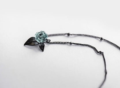 Blue Rose 925 Sterling Silver Necklace