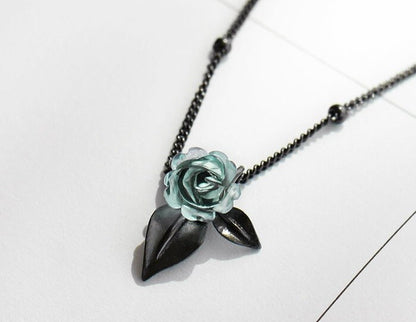 Blaue Rose 925 Sterling Silber Halskette