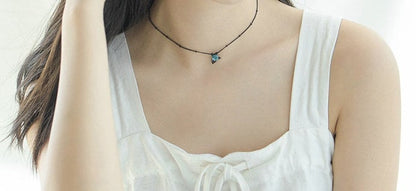 Collier en argent sterling 925 avec rose bleue