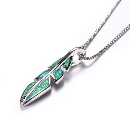 Opal Feather Necklace