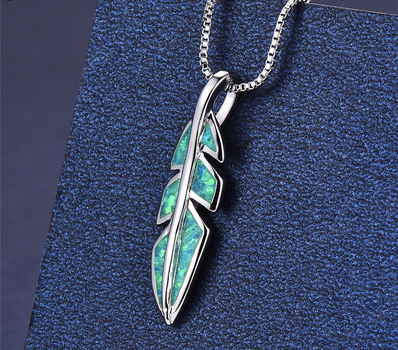 Opal Feather Necklace