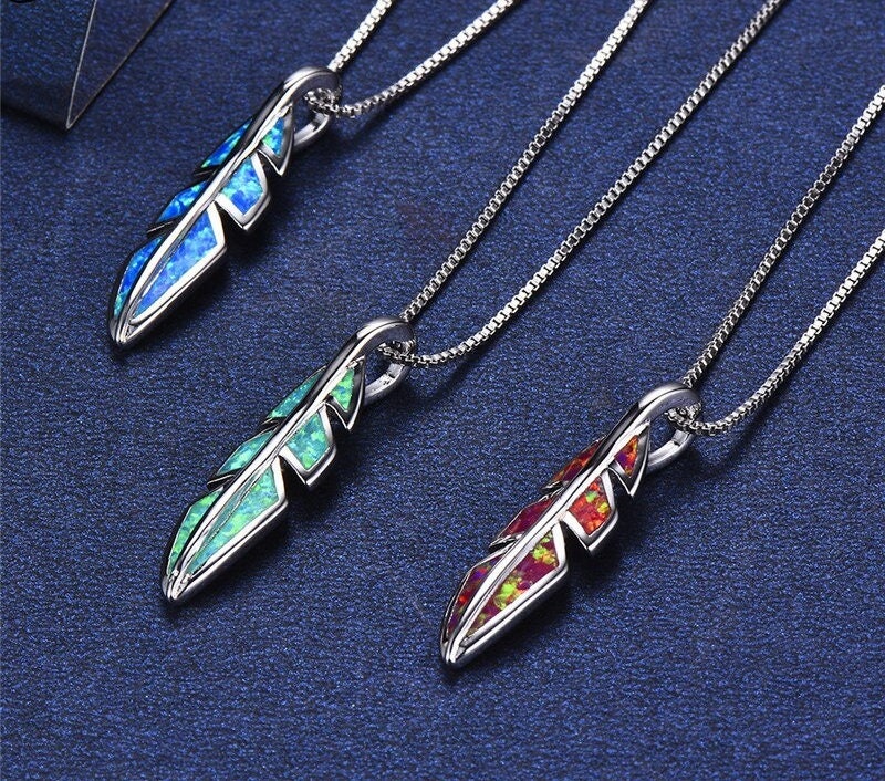 Opal Feather Necklace