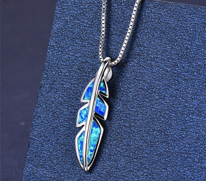 Opal Bird Feather Necklace