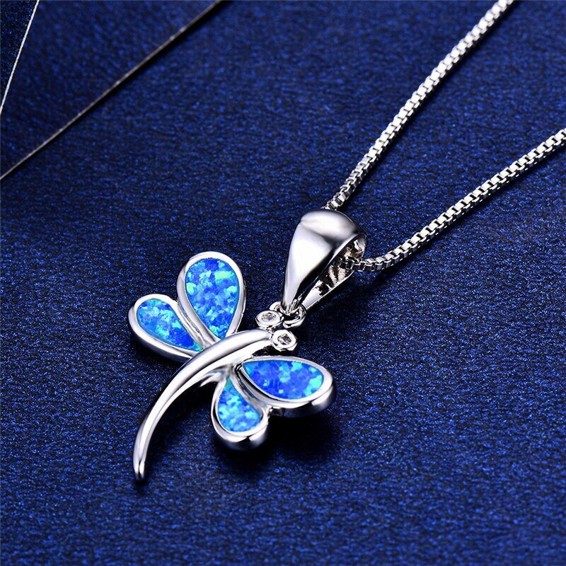 Fire Opal Dragonfly Necklace