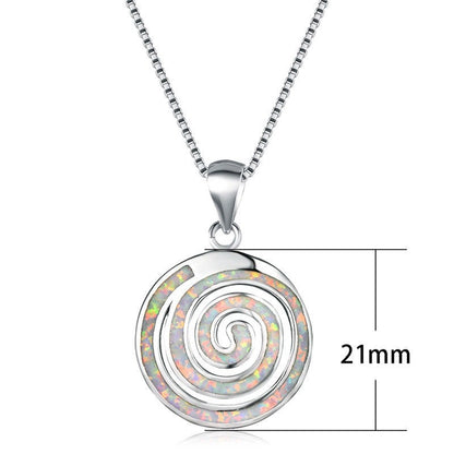 Spiral Koru White Fire Opal Necklace