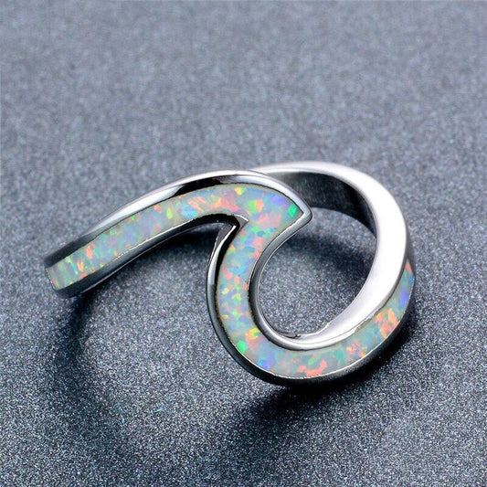 Opal Wave Ring in 925 Sterling Silver