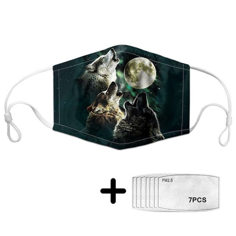 Masque facial Wolf Moon avec filtres