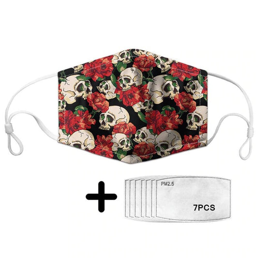 Flloral Skulls & Roses Mask with Filters