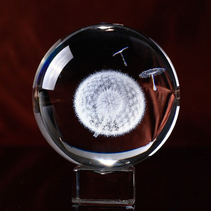 Dandelion Crystal Orb Paperweight