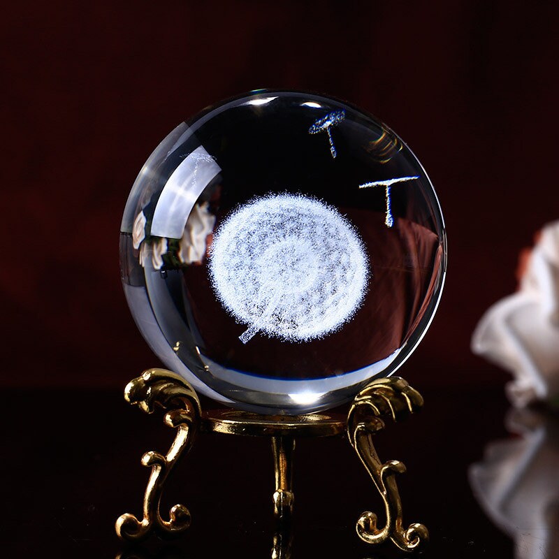 Dandelion Crystal Orb Paperweight