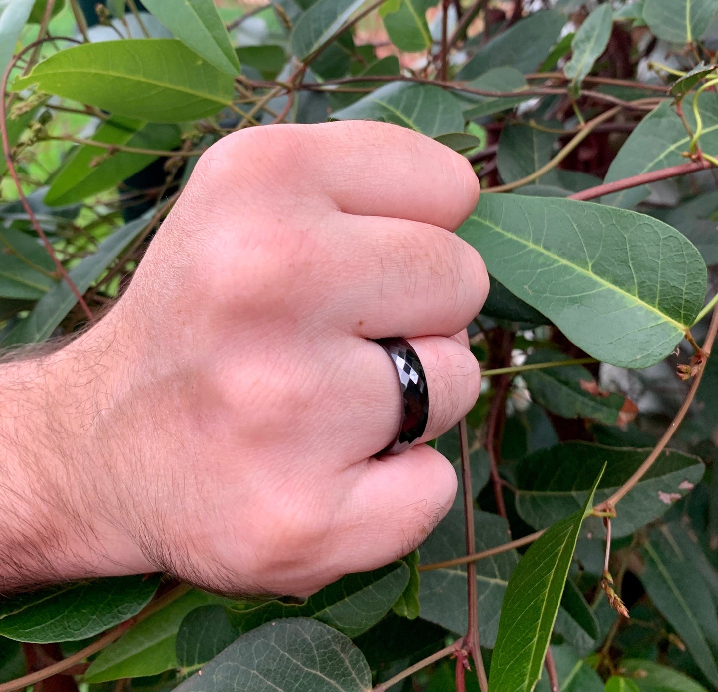 Faceted Black Ceramic Scratch Proof Ring