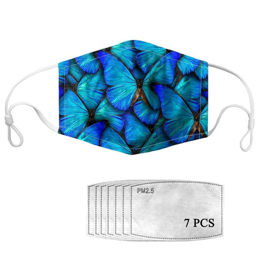 Blaue Morpho-Schmetterlingsmaske mit Filtern
