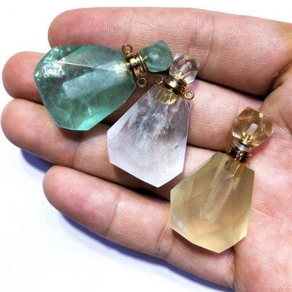 Natural Gemstone Perfume Bottle Pendants