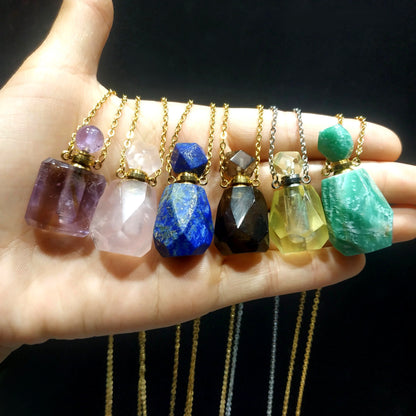 Natural Gemstone Perfume Bottle Pendants