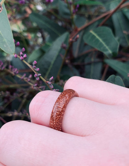 Sparkling Solid Goldstone Ring