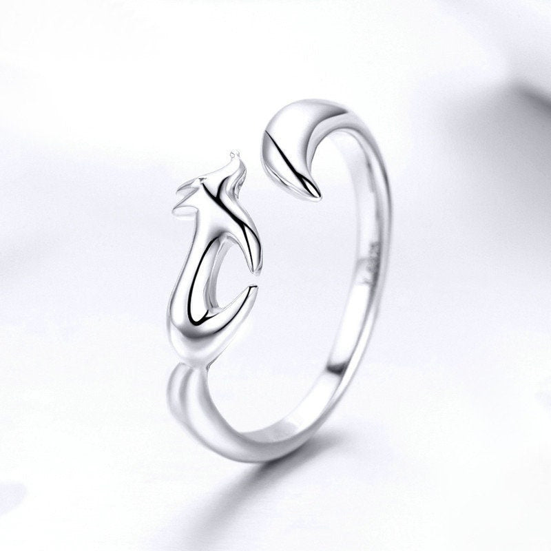 Bague Renard Argenté en Argent Sterling 925