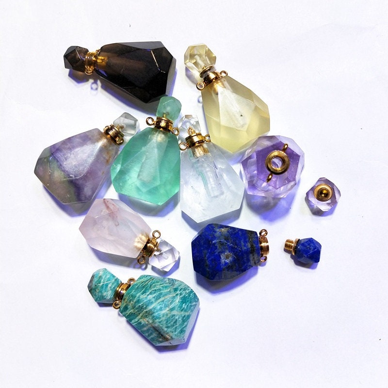 Natural Gemstone Perfume Bottle Pendants