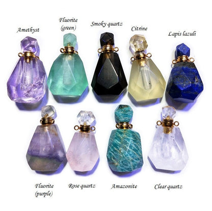 Natural Gemstone Perfume Bottle Pendants