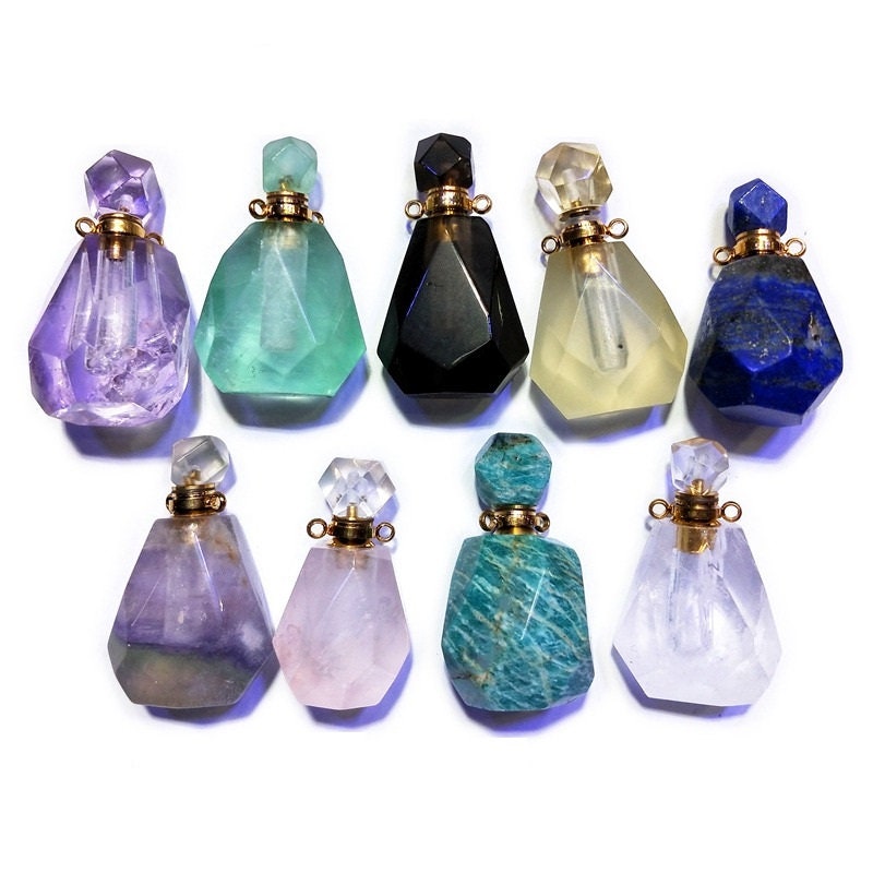 Natural Gemstone Perfume Bottle Pendants