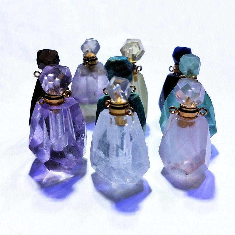 Natural Gemstone Perfume Bottle Pendants