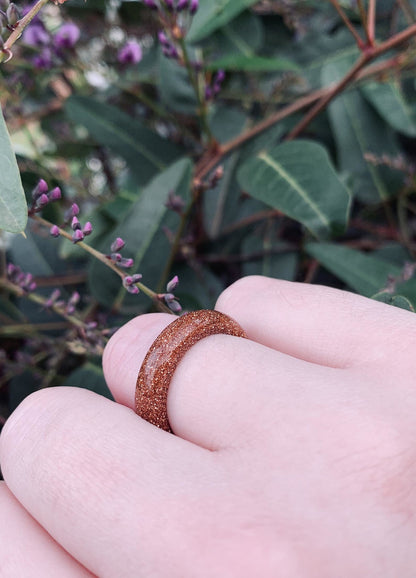 Sparkling Solid Goldstone Ring