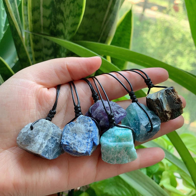 Raw Gemstone Chunk Pendants