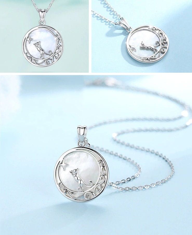 Reach for the Stars 925 Sterling Silver Cat Necklace