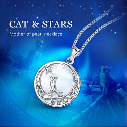 Collier chat en argent sterling 925 Atteignez les étoiles