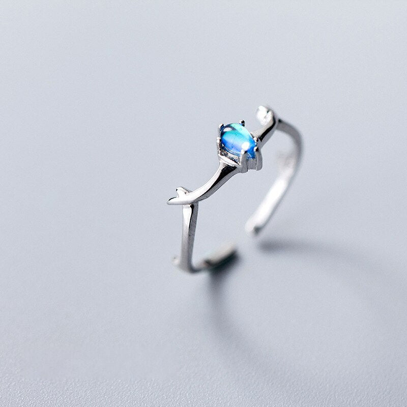 Aurora Blue Teardrop Ring in 925 Sterling Silver