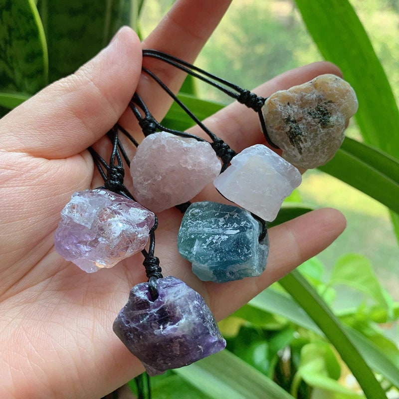 Raw Gemstone Chunk Pendants