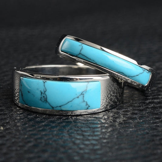 Bague en pierre précieuse turquoise bleu ciel