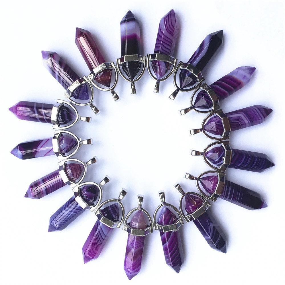 Purple Striped Agate Necklace