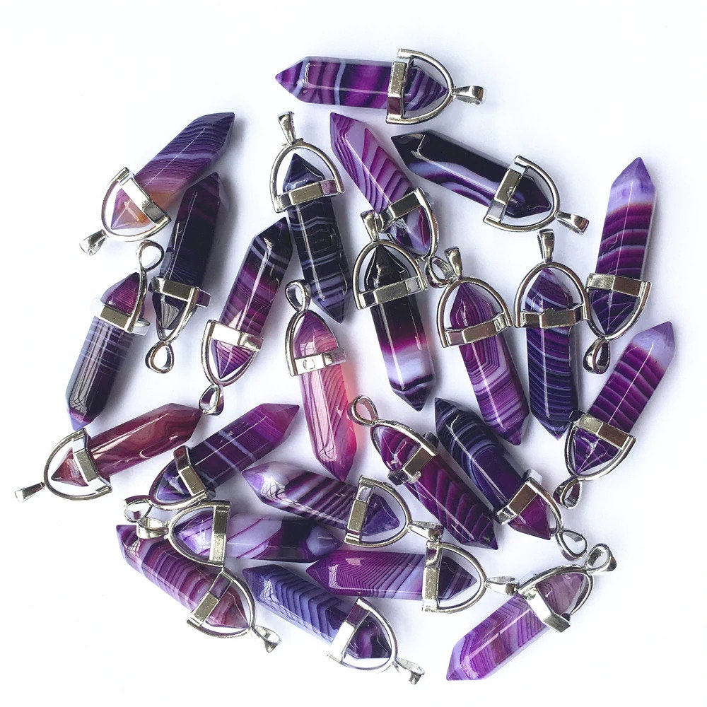 Purple Striped Agate Necklace