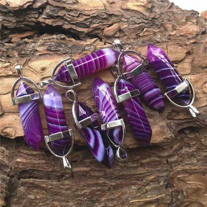 Purple Striped Agate Necklace