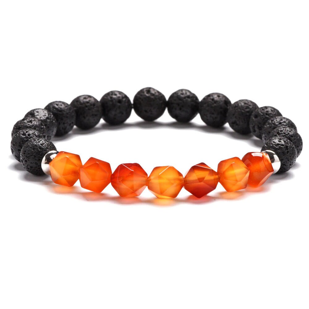 Bracelet homme agate de feu rouge